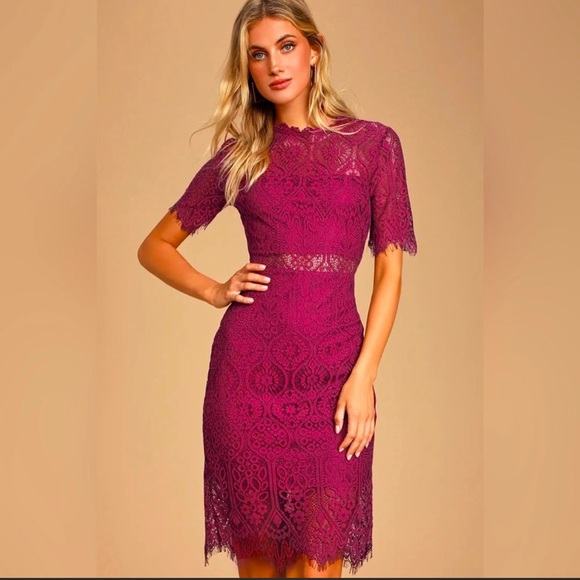 Lulus Dresses & Skirts - Lulus Remarkable Burgundy Lace Dress